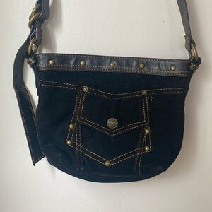 Tommy Hilfiger Vintage Black Corduroy Crossbody, Shoulder Bag, Adjustable Strap